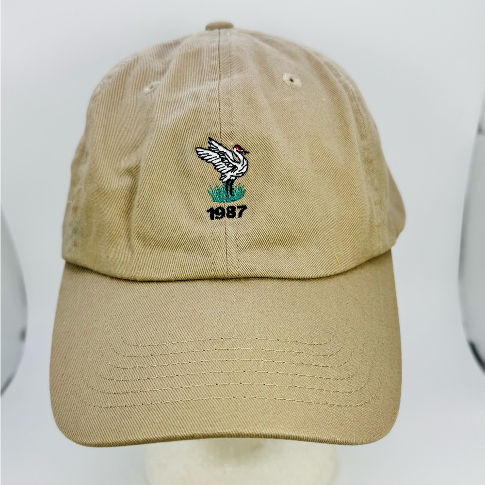 Imperial Golf Hat 1987 Crane Embroidered Tan Strapback OS READ DESCRIPTION